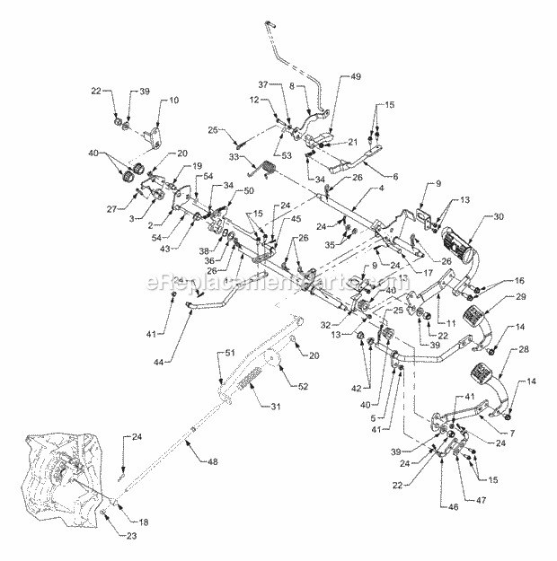 Brake And Control Pedals Diagram and Parts List for GT3235 14A-692-710 Cub Cadet Lawn Tractor